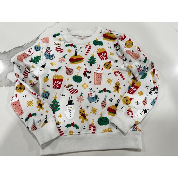 Chick-Fil-A Christmas Holiday Pattern YXS 4-5 Youth Pullover Sweatshirt - Picture 1 of 5